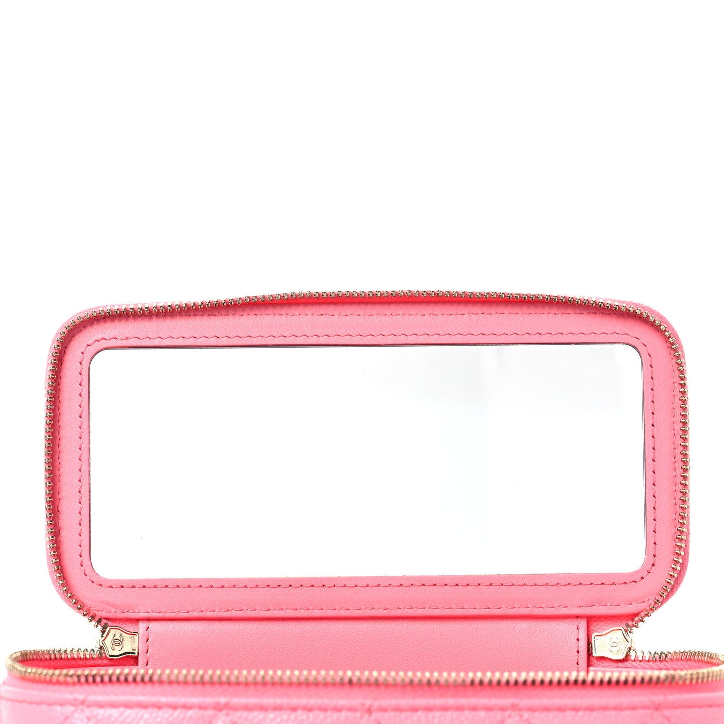 Shiny Caviar Quilted Pick Me Up Vanity Case Pink