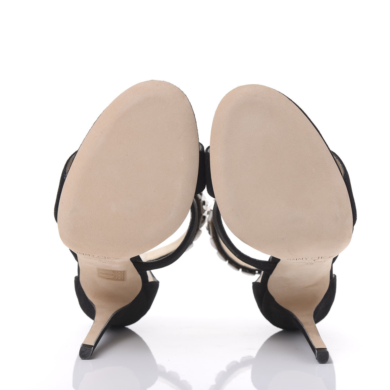 Jimmy Choo Shimmer Suede Crystal Halo 120 Sandal 38 Black 5 of 8