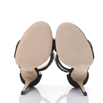 Jimmy Choo Shimmer Suede Crystal Halo 120 Sandal 38 Black 5 of 8