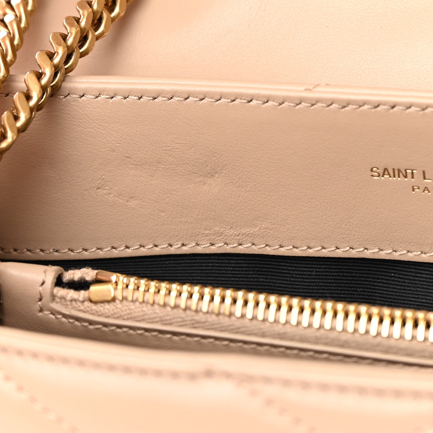 Saint Laurent Calfskin Y Quilted Monogram Small Loulou Chain Satchel Dark Beige 15 of 17