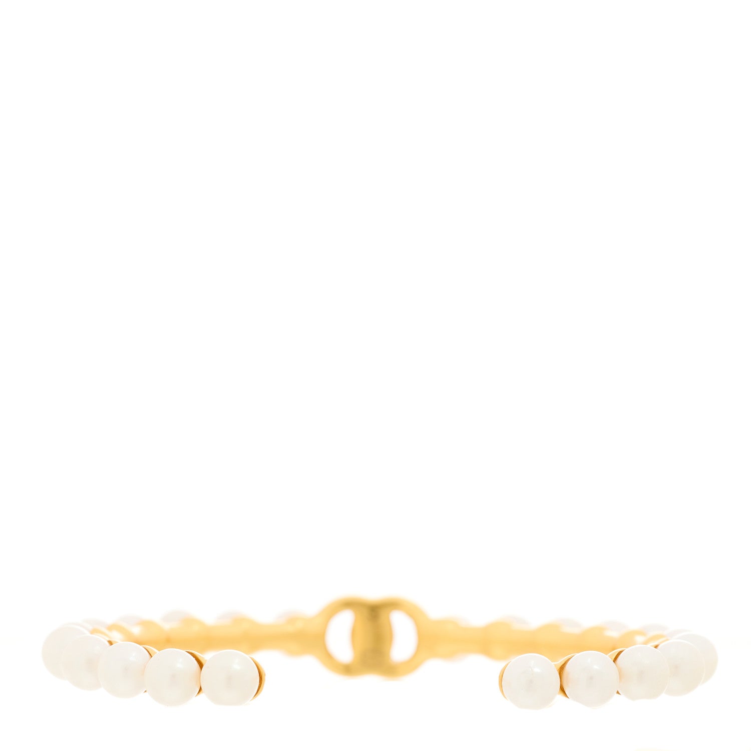 Chanel Pearl CC Cuff Bracelet S Gold Pearly White 3 of 4