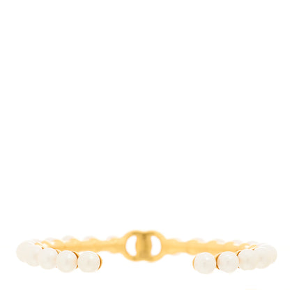 Chanel Pearl CC Cuff Bracelet S Gold Pearly White 3 of 4