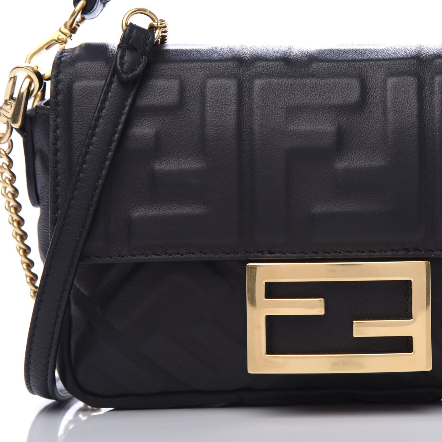 Nappa FF 1974 Embossed Mini Baguette Black