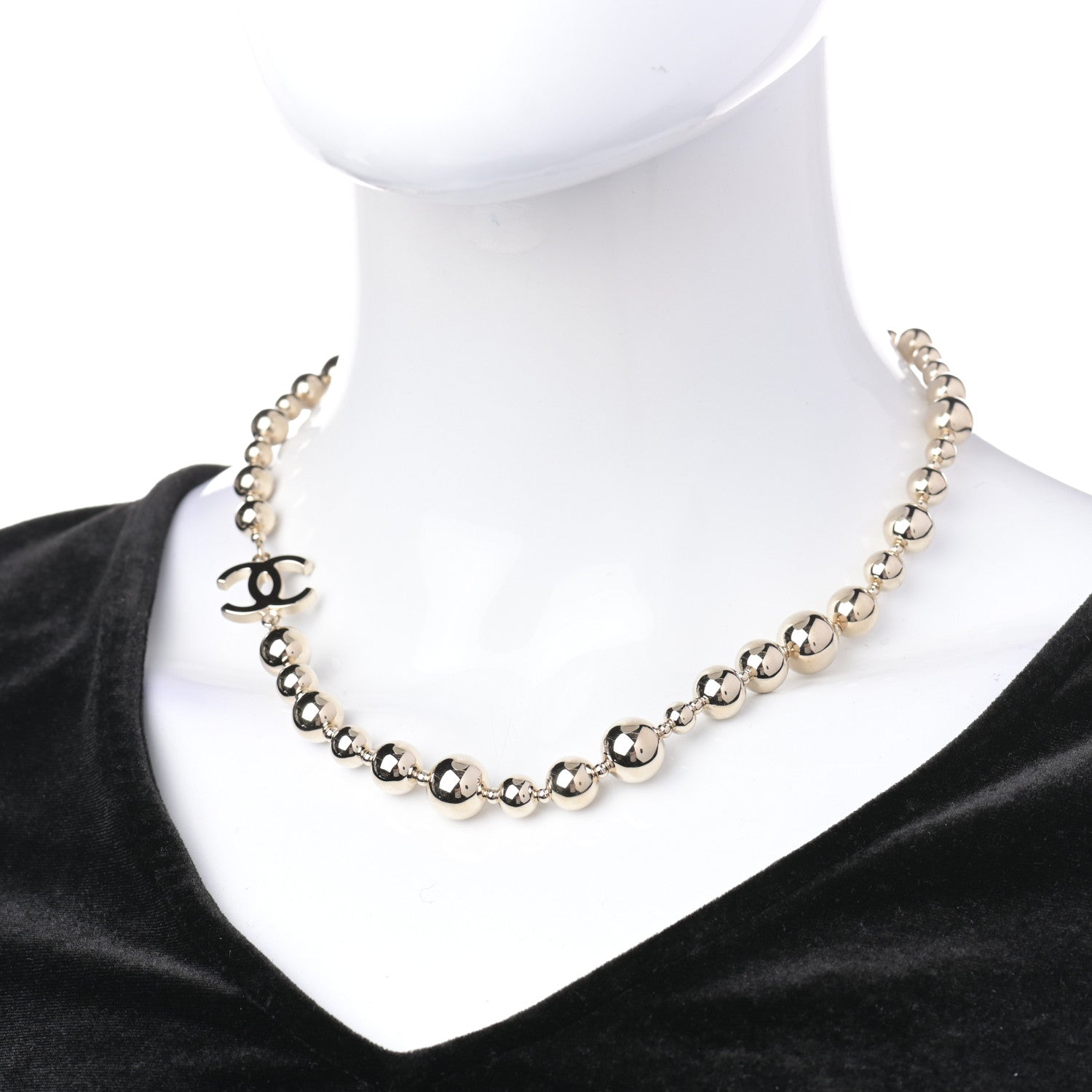 Chanel Metal Bead CC Necklace Gold 2 of 4