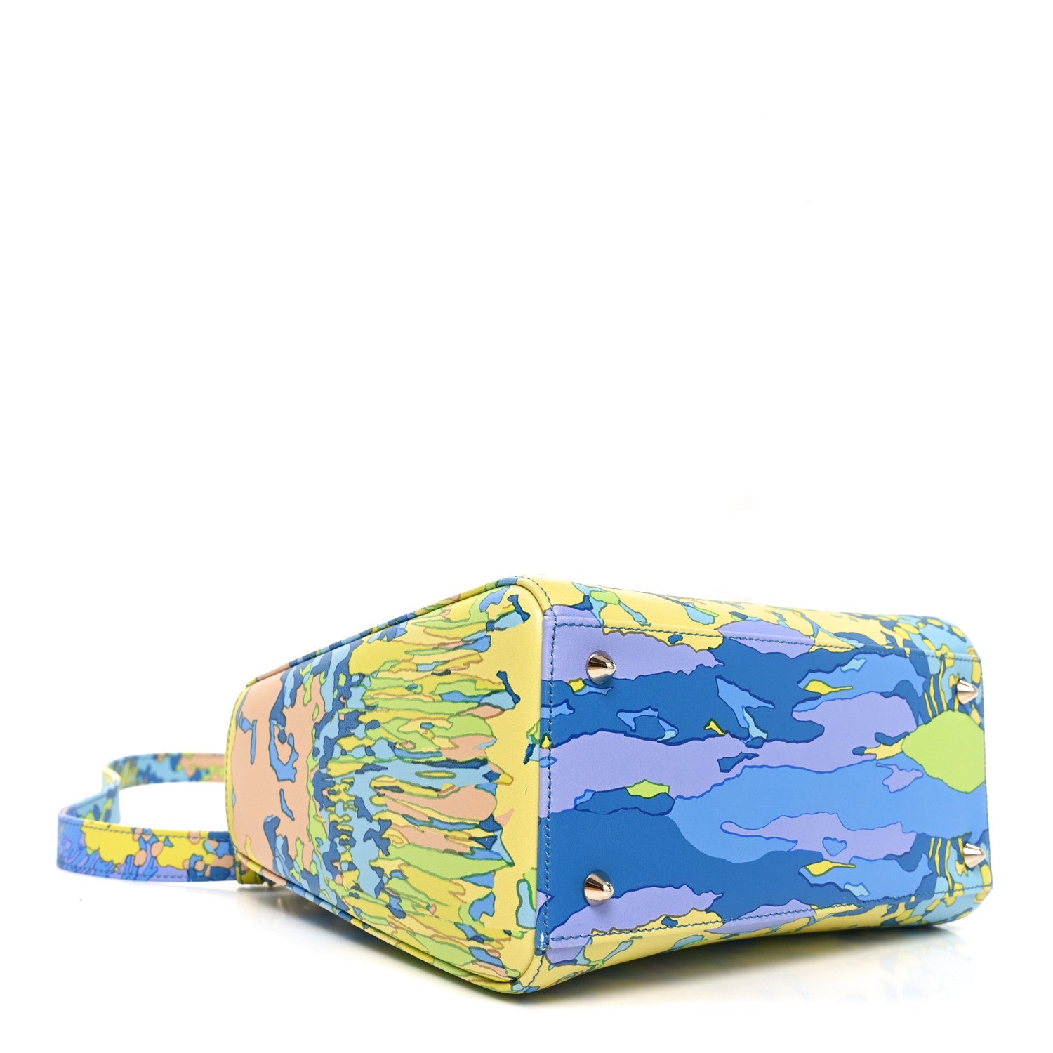 Christian Dior Calfskin Printed Woods All Over Medium Lady Dior Blue Multicolor 4 of 10
