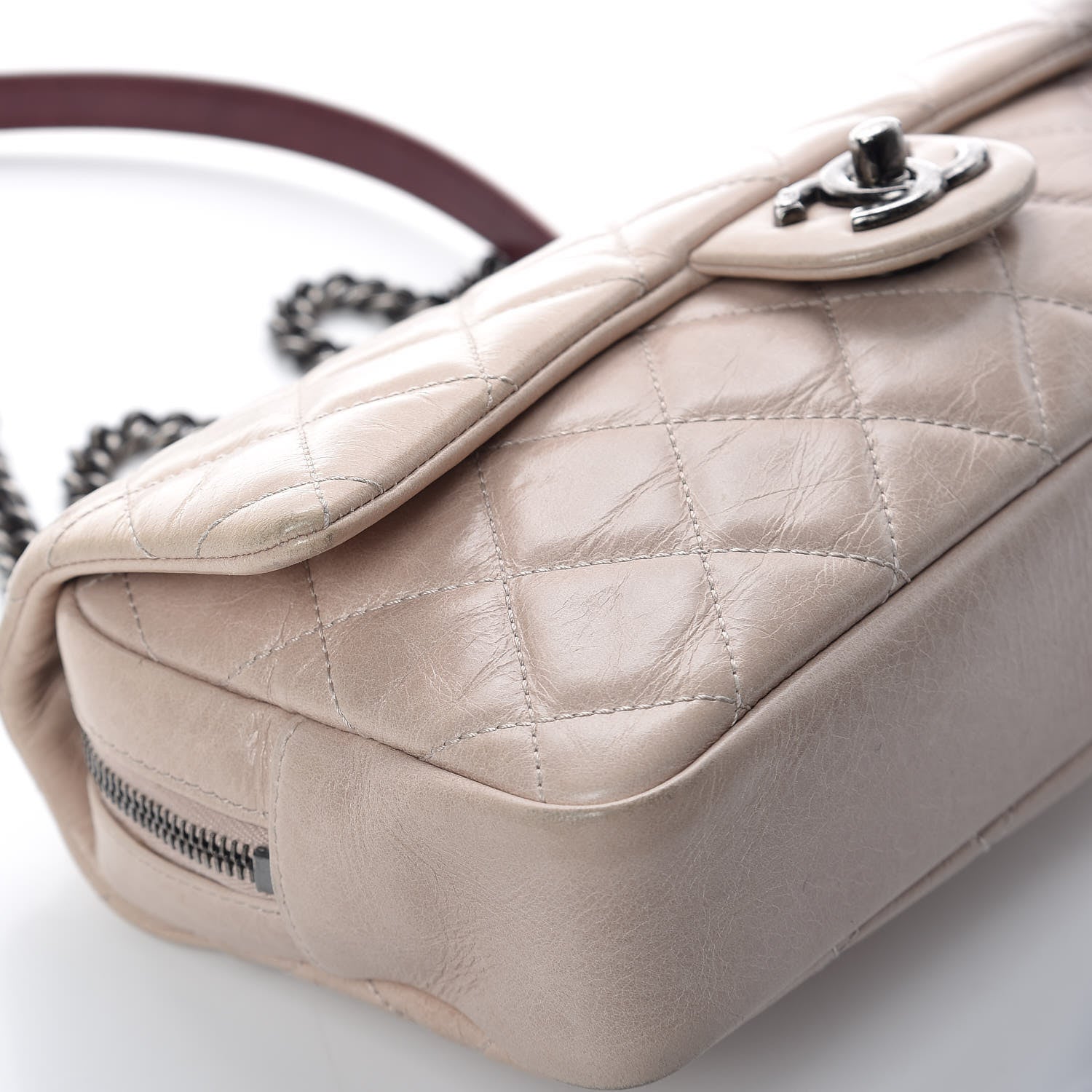 Chanel Glazed Calfskin Quilted Medium Duo Flap Beige 14 of 16