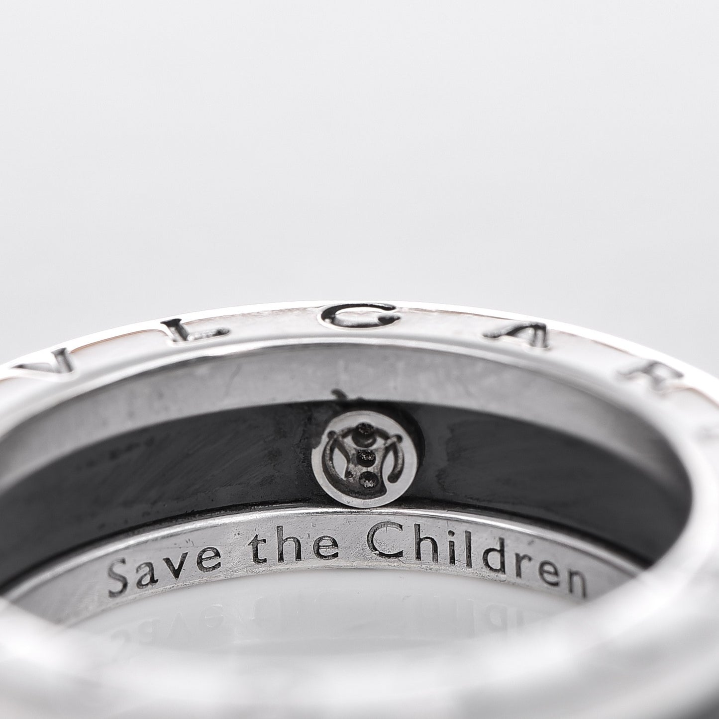 Sterling Silver Ceramic Save The Children One-Band Ring 58 8.25