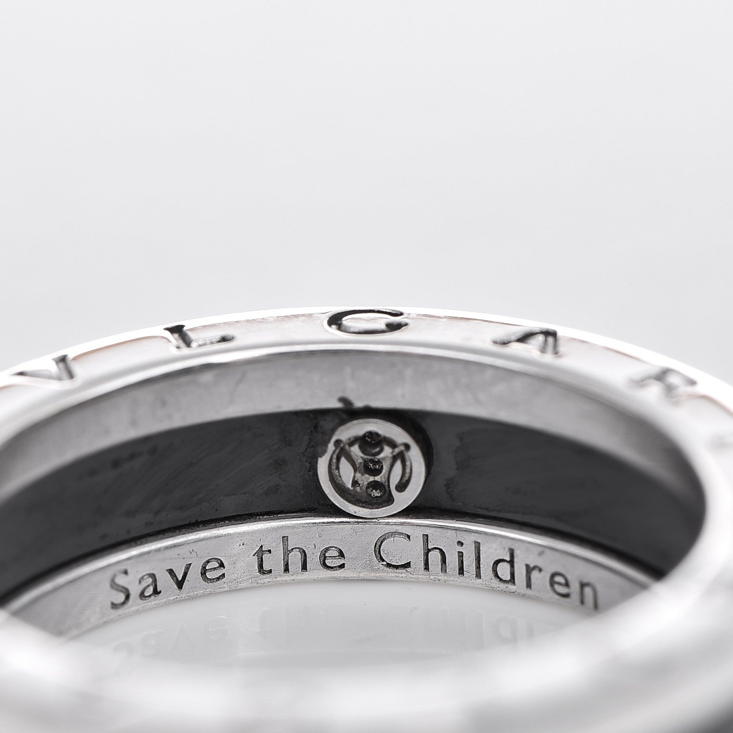Bulgari Sterling Silver Ceramic Save The Children One-Band Ring 58 8.25 4 of 5