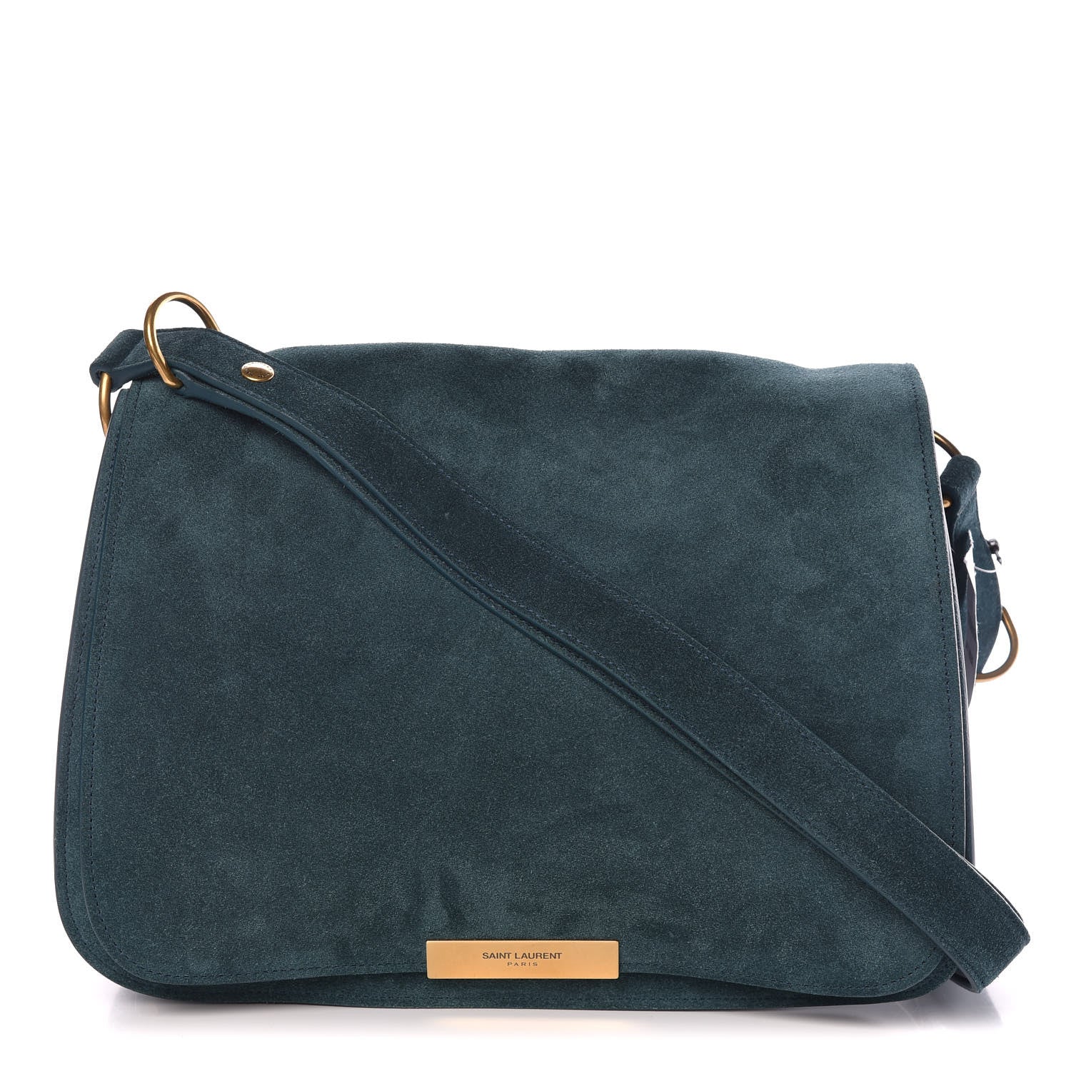 Saint Laurent Suede Amalia Flap Shoulder Bag Dark Turquoise 1 of 10