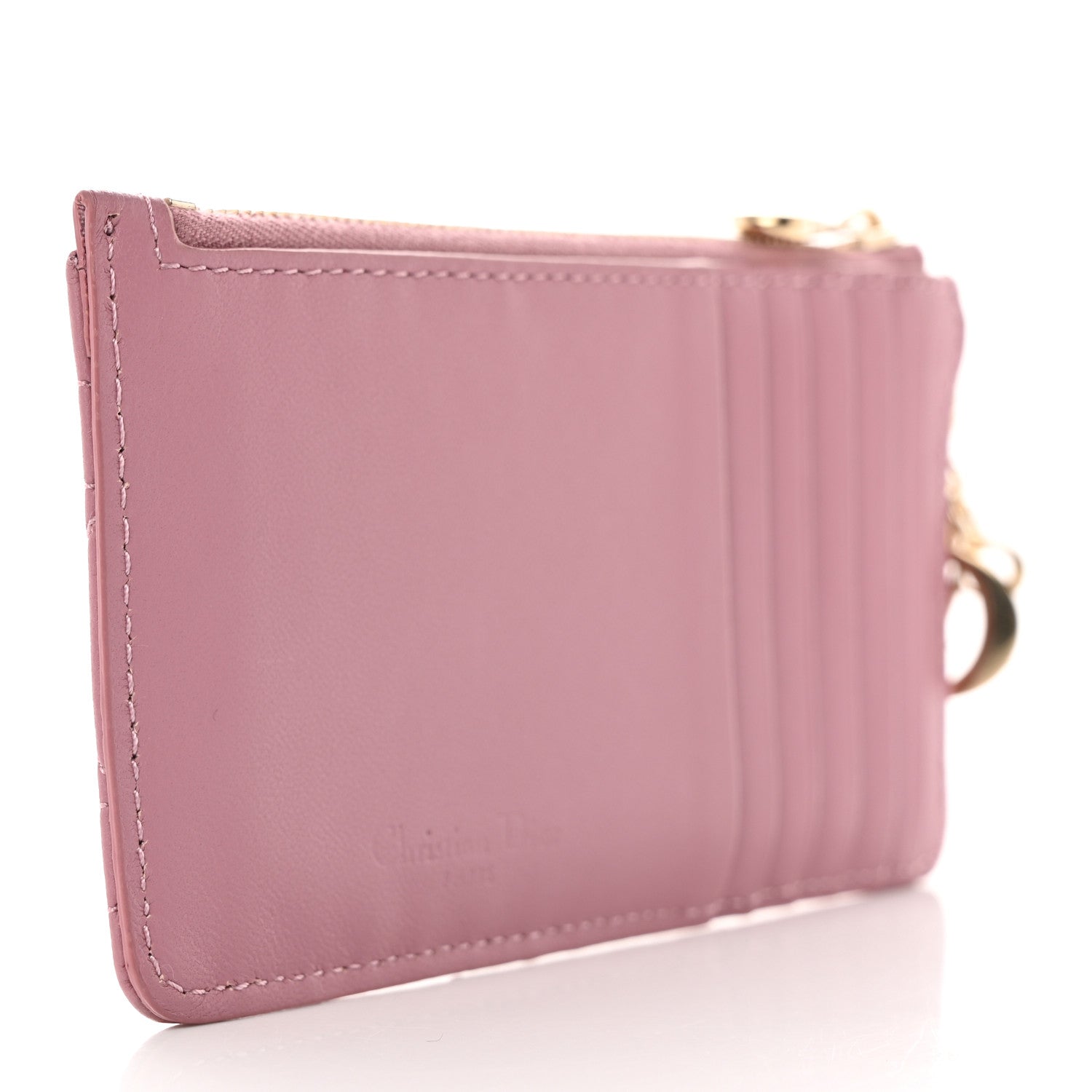 Christian Dior Lambskin Cannage Small Lady Dior Zip Card Holder Pink 3 of 8