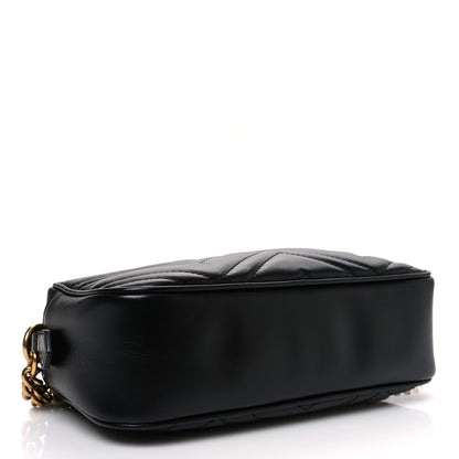 Gucci Calfskin Matelasse Small GG Marmont Chain Shoulder Bag Black 4 of 10
