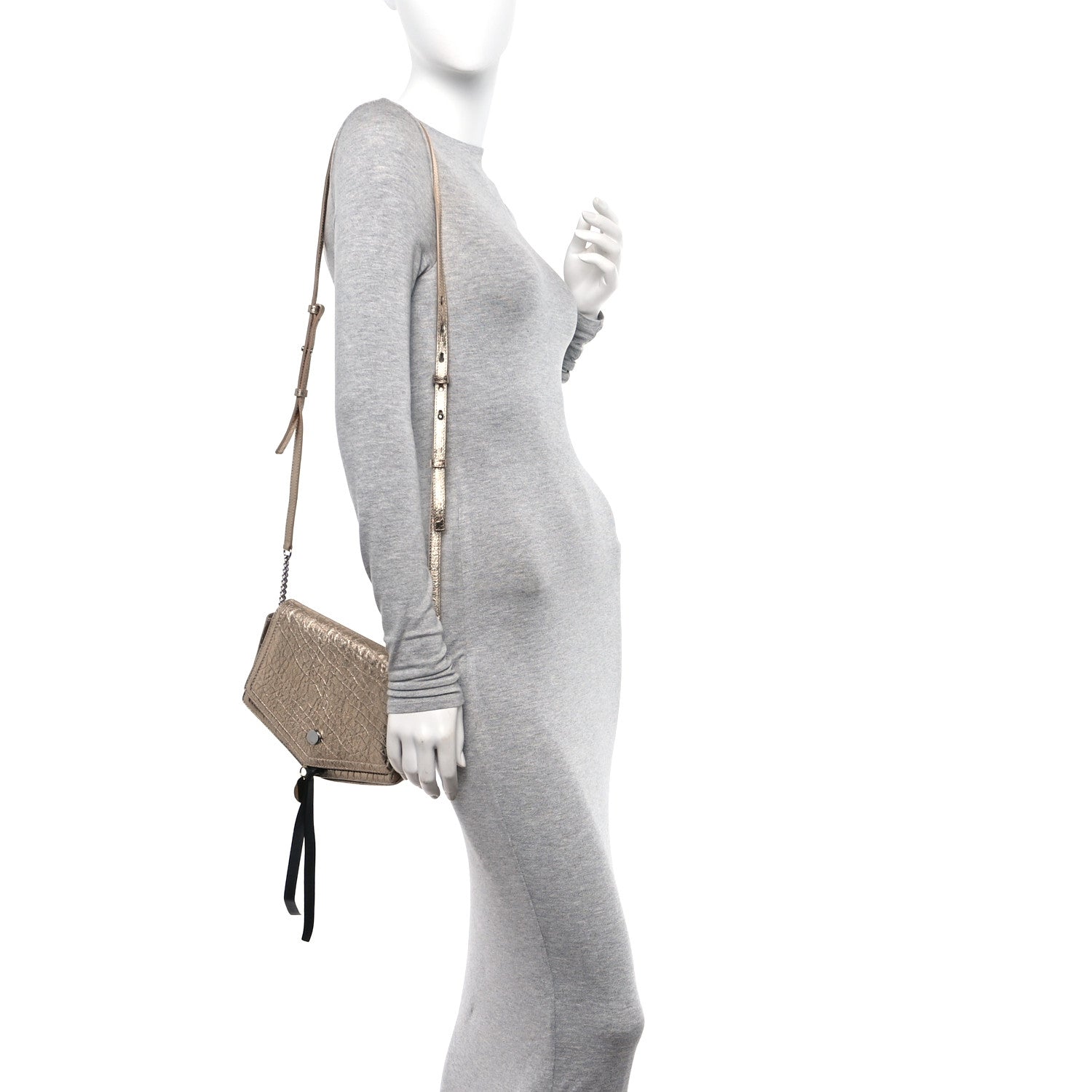 Jimmy Choo Metallic Grained Calfskin Arrow Crossbody Bag Light Gold 2 of 13