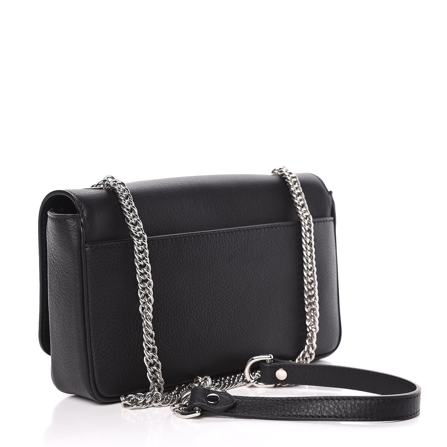 Balenciaga Pebbled Calfskin Logo Everyday Flap Chain Wallet Black 3 of 10