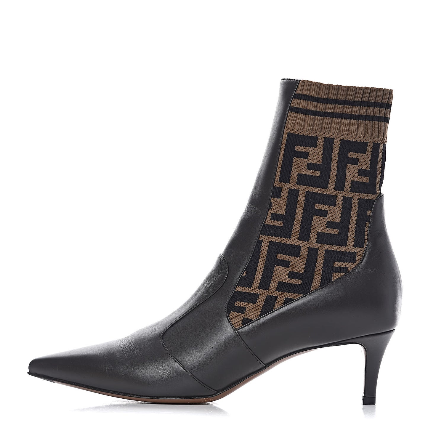 Vitellino Microfiber Fabric FF Rockoko Low Heel Sock Boots 38.5 Ebano Tobacco Black