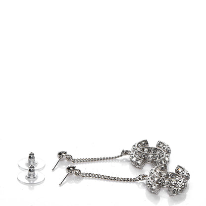 Chanel Baguette Crystal CC Dangle Earrings Silver 3 of 3
