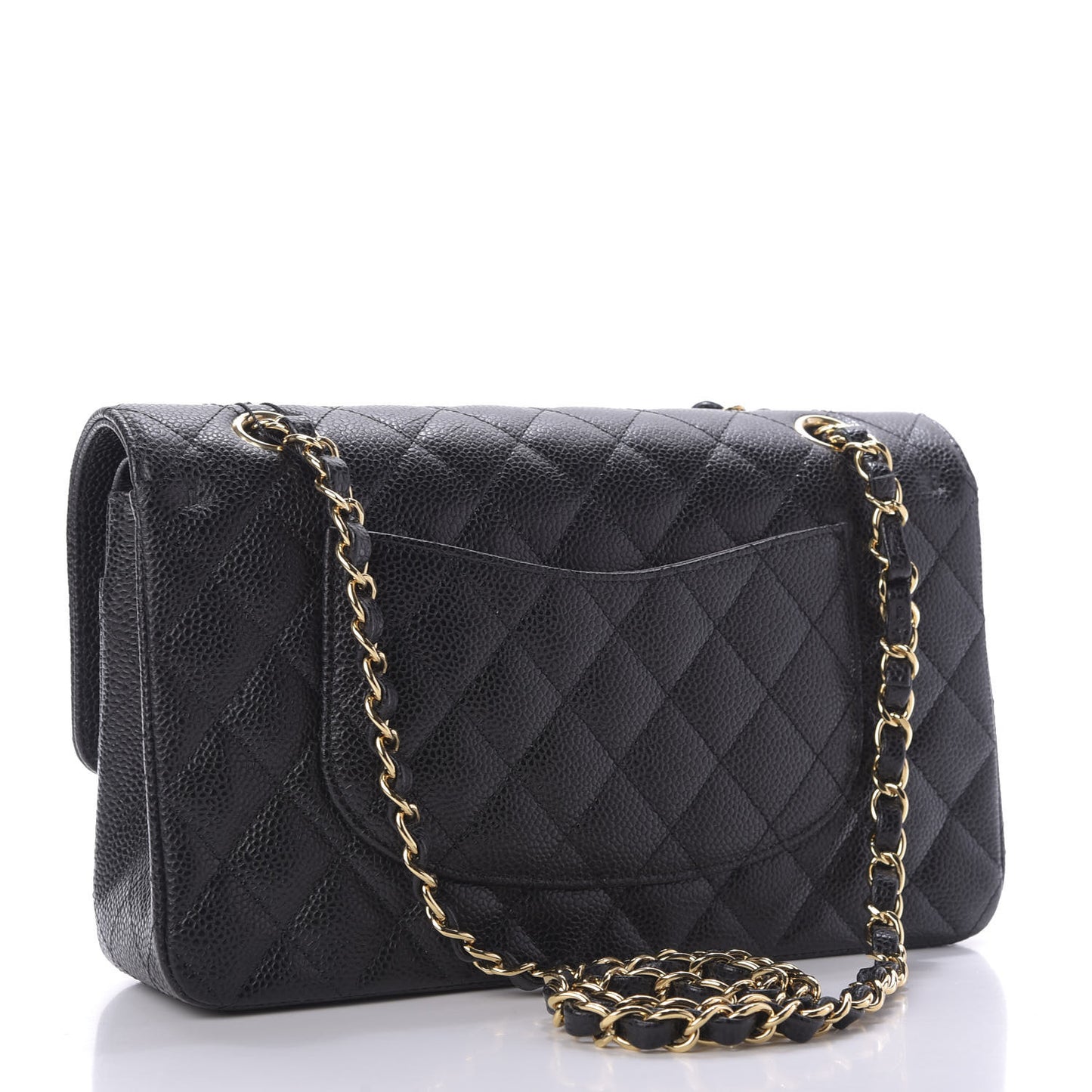 Caviar Quilted Medium Double Flap Black