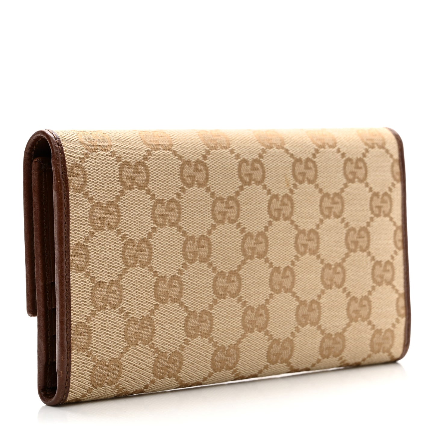 Monogram Dollar Calfskin Continental Flap Wallet Beige Ebony Tabacco