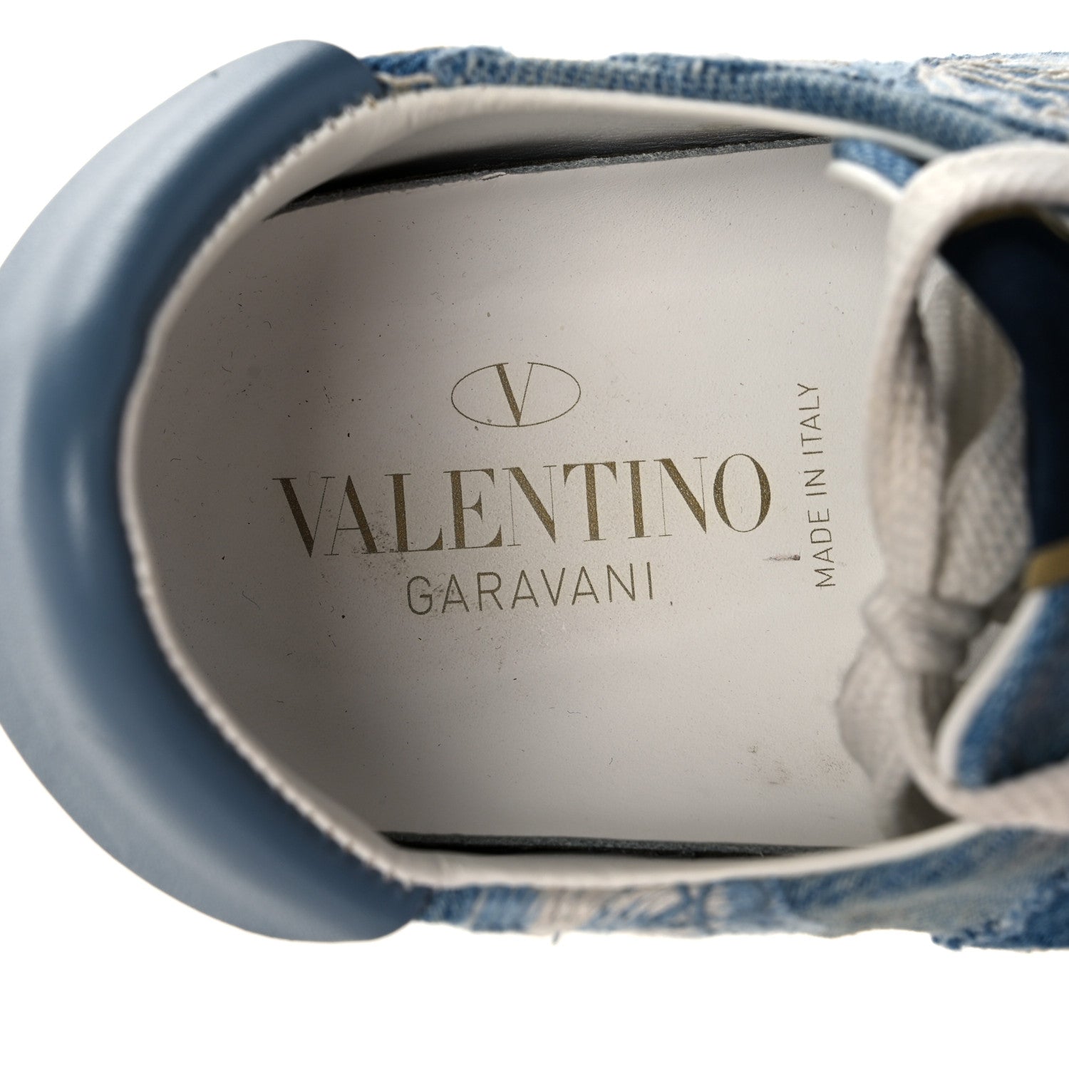 Valentino Garavani Denim Butterfly Embroidered Sneakers 38 Light