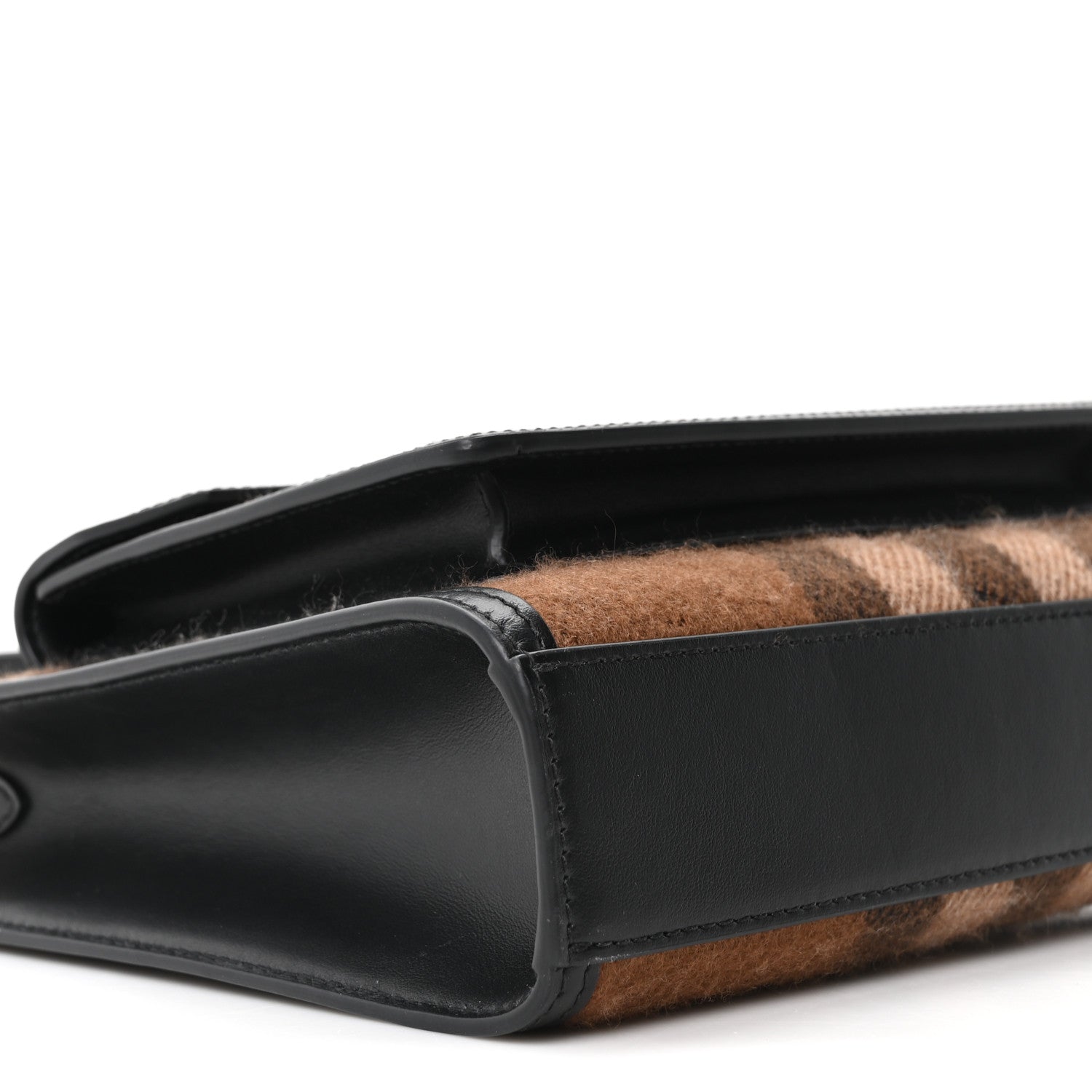 Burberry Smooth Calfskin Cashmere Check Mini Pocket Bag Brown 9 of 10