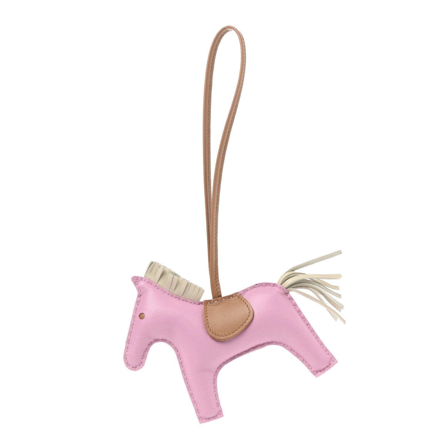 Hermes Milo Lambskin Grigri Rodeo Horse Bag Charm MM Mauve Sylvestre Craie Chai 1 of 4
