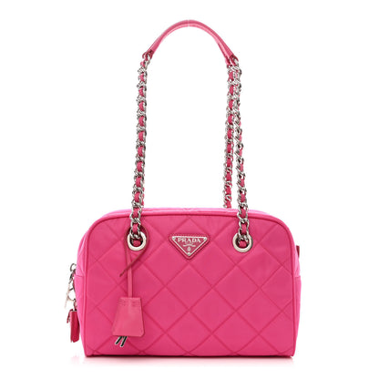 Prada Nylon Tessuto Impuntu Quilted Chain Shoulder Bag Fuxia 1 of 11