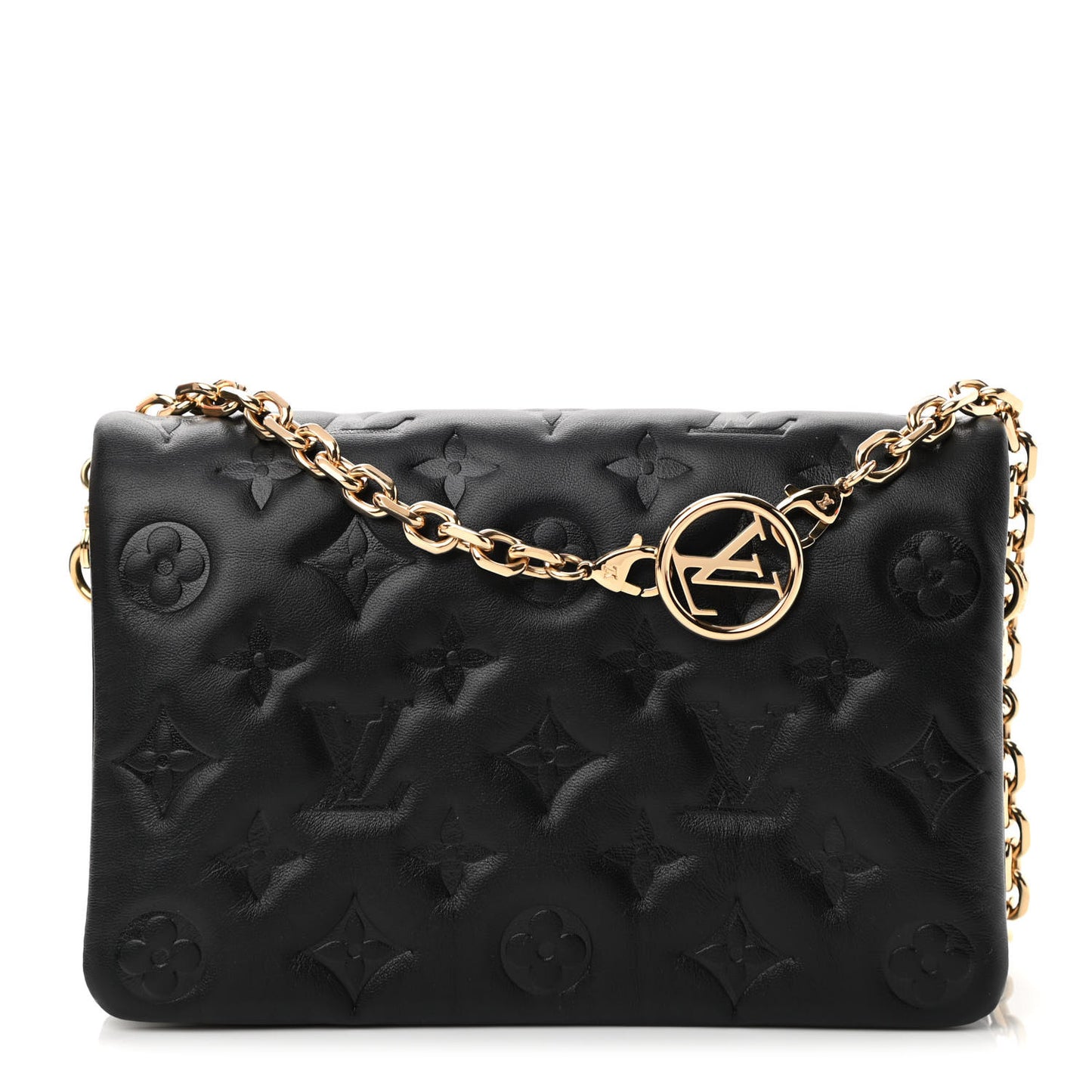 Lambskin Embossed Monogram Pochette Coussin Black