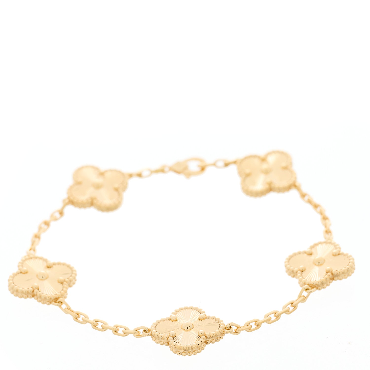 Van Cleef & Arpels 18K Yellow Gold 5 Motifs Guilloche Vintage Alhambra Bracelet 1 of 5