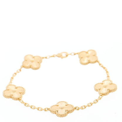 Van Cleef & Arpels 18K Yellow Gold 5 Motifs Guilloche Vintage Alhambra Bracelet 1 of 5