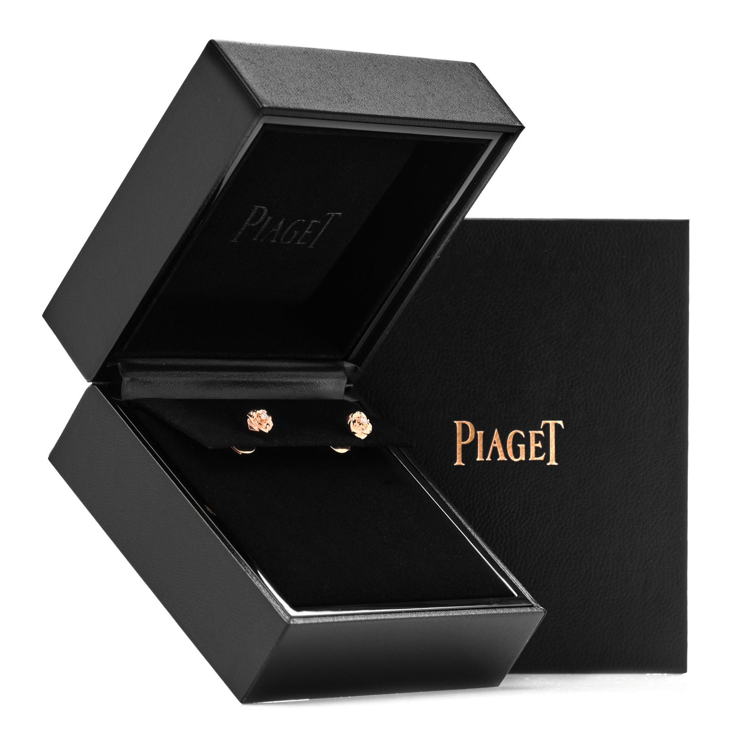 18K Rose Gold Diamond Rose Earrings