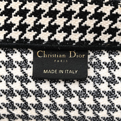 Christian Dior Canvas Houndstooth Embroidered Book Tote Black White 6 of 14