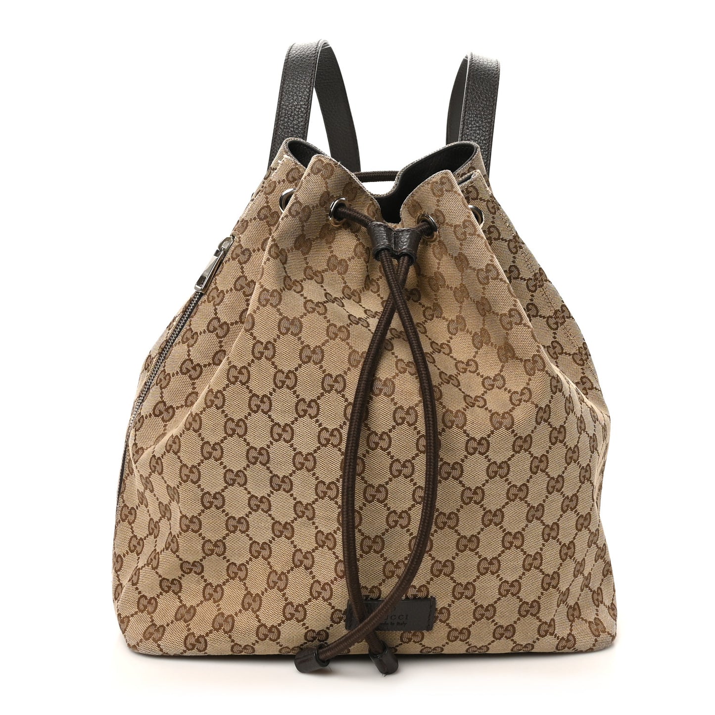Monogram Dollar Calfskin O Drawstring Backpack Beige Ebony Testa di Moro Dark Chocolate