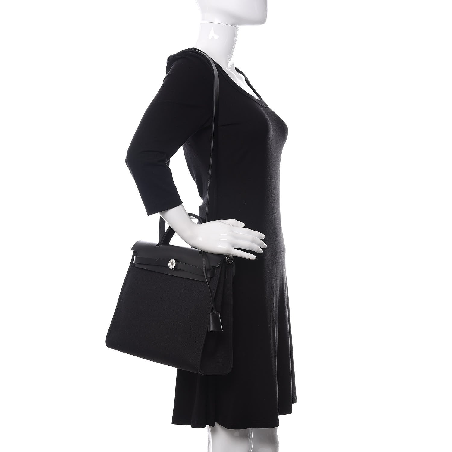 Hermes Military Toile Vache Hunter Herbag Zip PM 31 Black 2 of 10