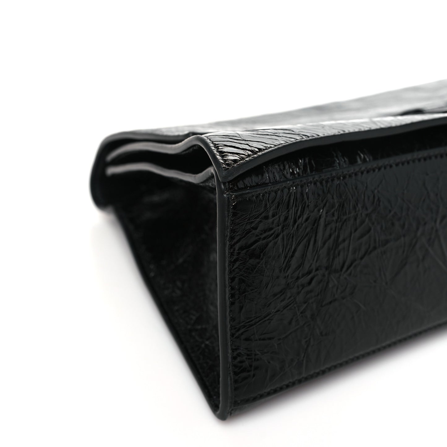 Crushed Calfskin Monochrome Medium Crush Chain Bag Black