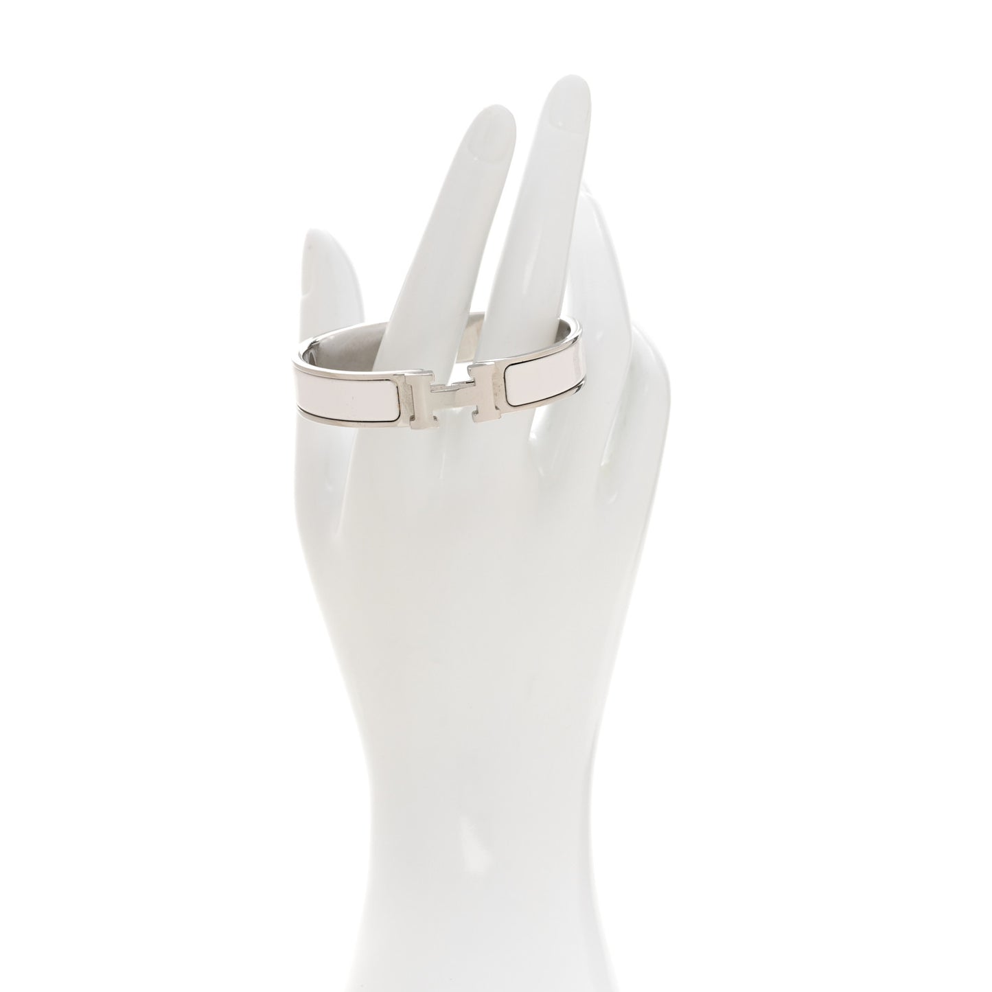 Enamel Narrow Clic Clac H Bracelet PM White