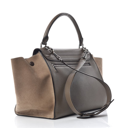 Celine Drummed Calfskin Suede Medium Trapeze Taupe 4 of 16