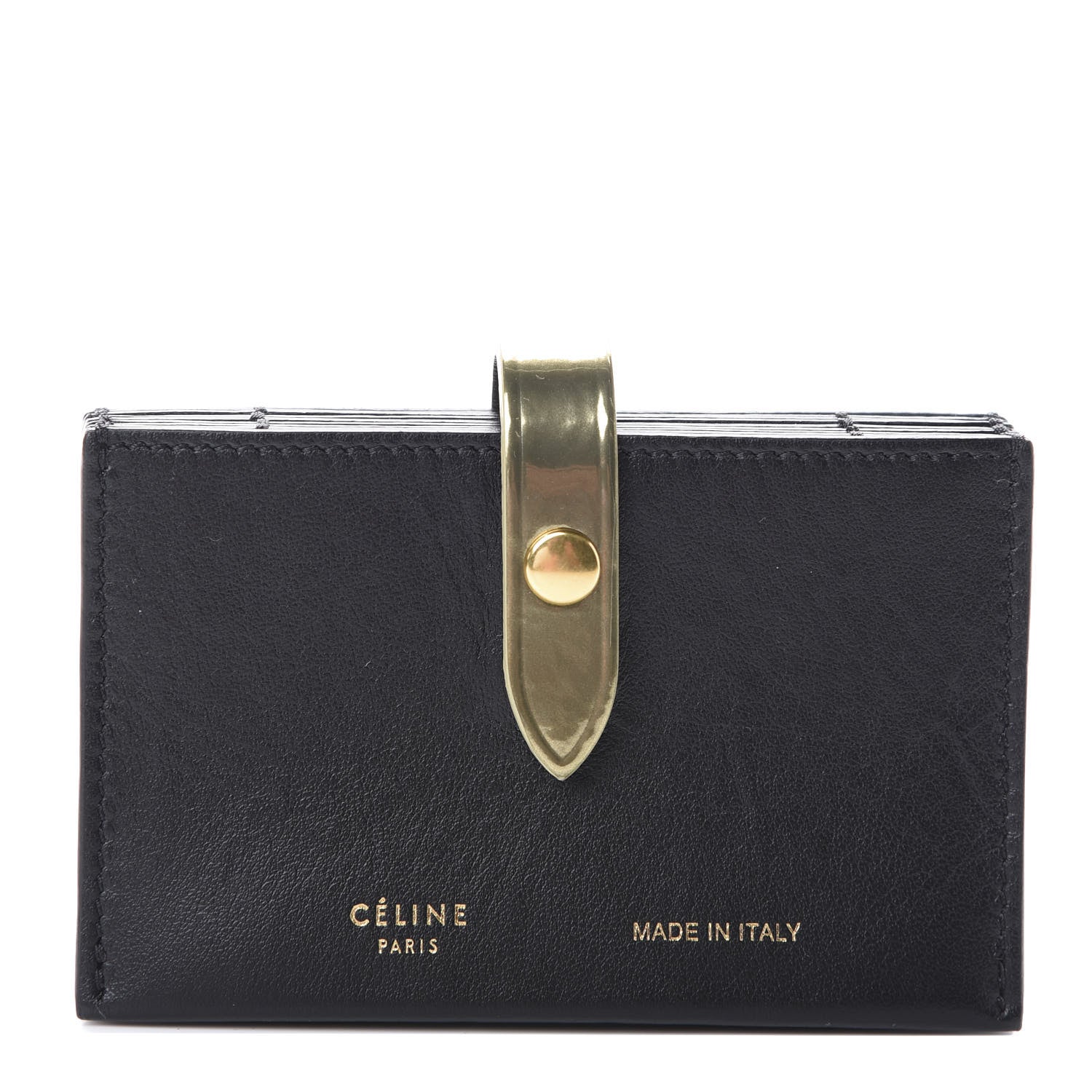 Celine Smooth Calfskin Accordion Card Holder Black Gold 1 of 7