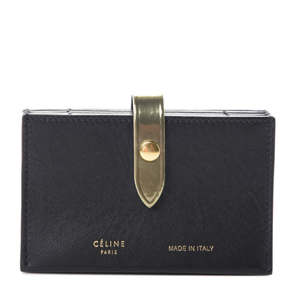 Celine Smooth Calfskin Accordion Card Holder Black Gold 1 of 7