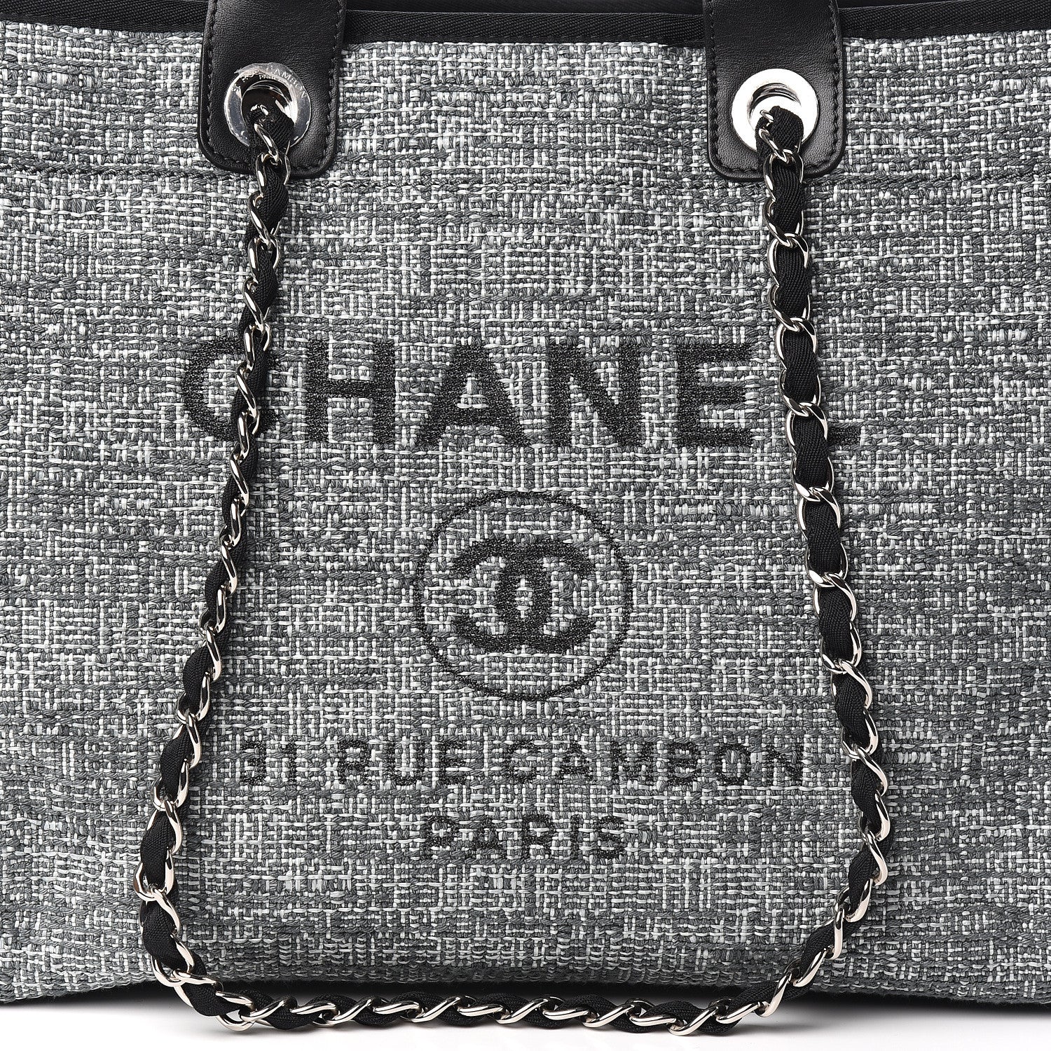 Chanel Canvas Large Deauville Tote Charcoal 10 of 11