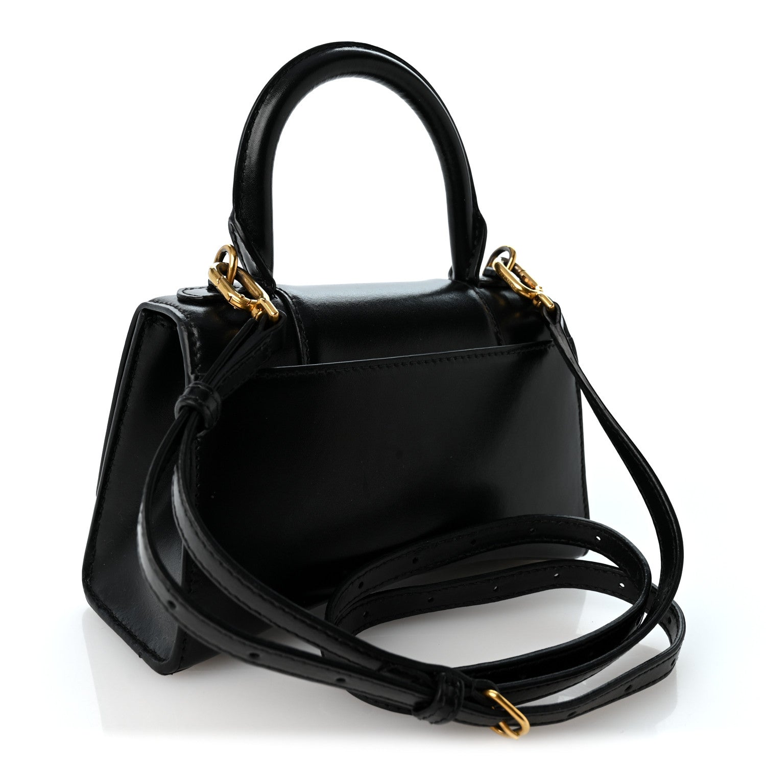 Balenciaga Shiny Box Calfskin Hourglass Top Handle Bag XS Black 3 of 9
