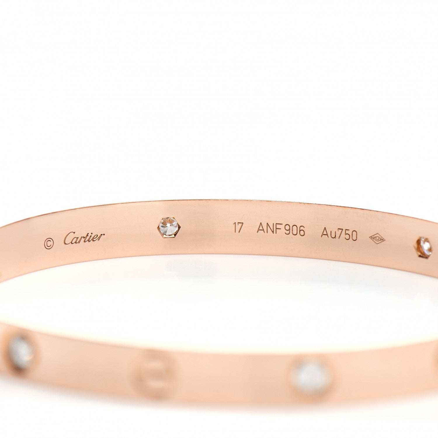 Cartier 18K Pink Gold 4 Diamond LOVE Bracelet 17 4 of 5