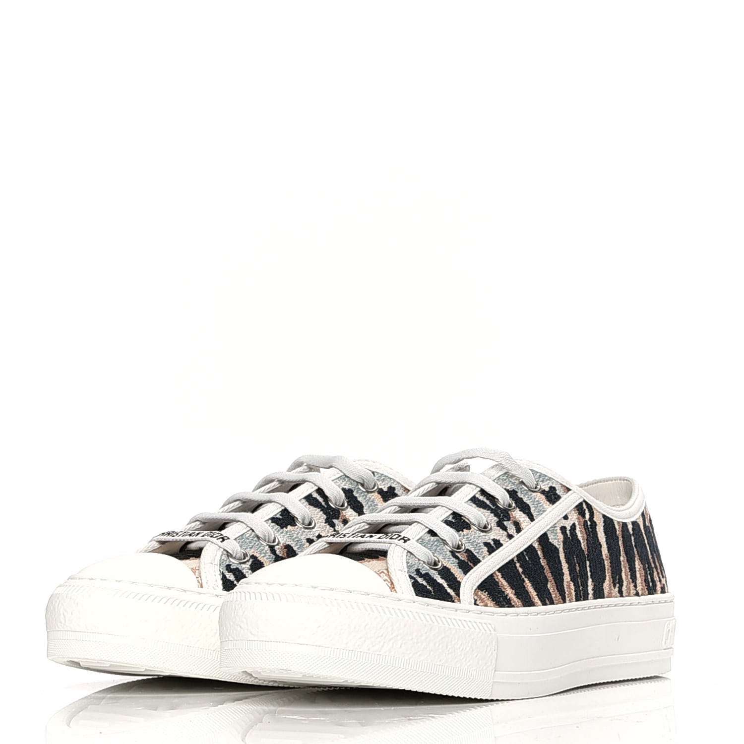 Christian Dior Canvas Tie and Dior Embroidered Womens Walk'N'Dior Low Top Sneakers 37 Multicolor 4 of 10