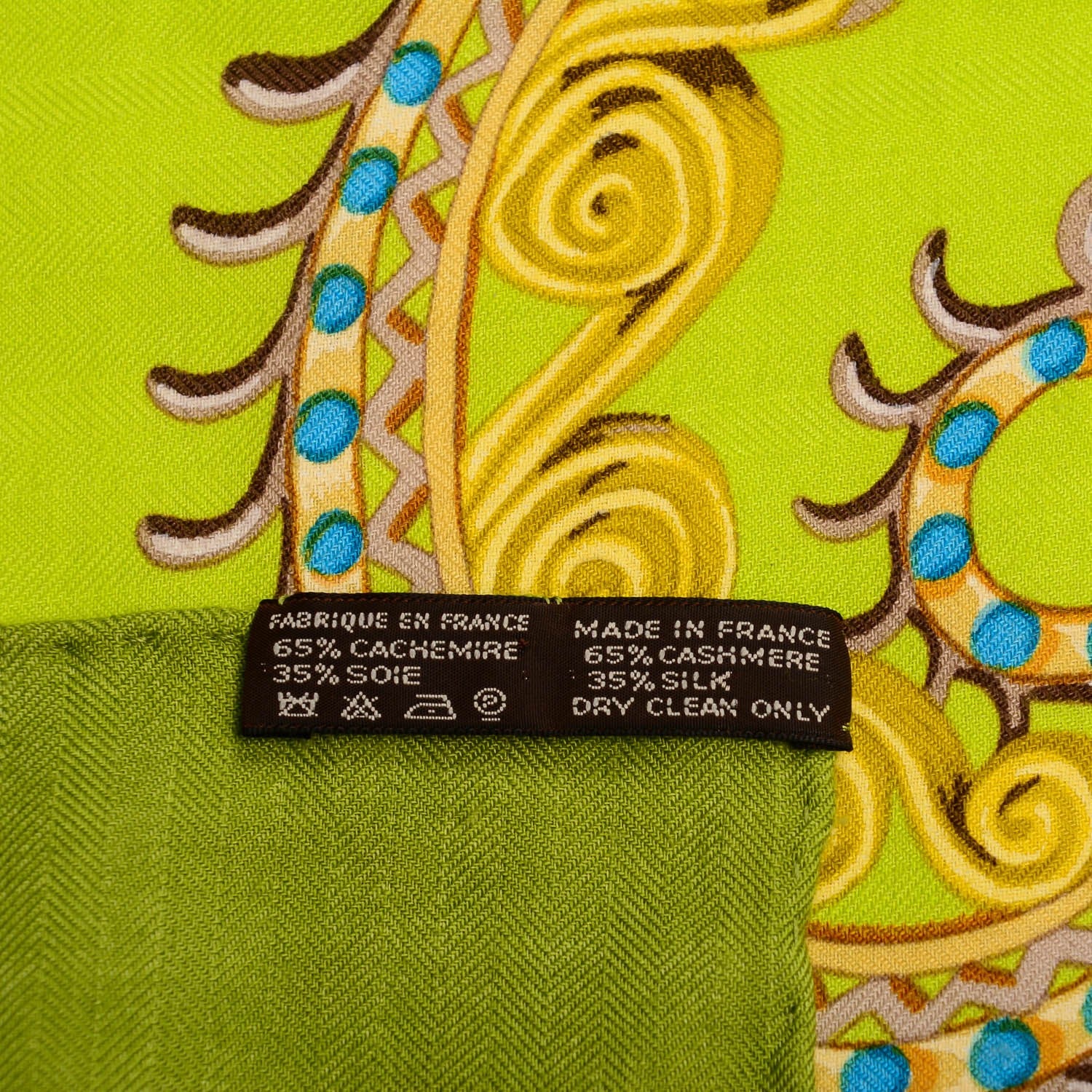 Hermes Cashmere Silk Paperoles Shawl 140 Absinthe Anis Vert Mousse