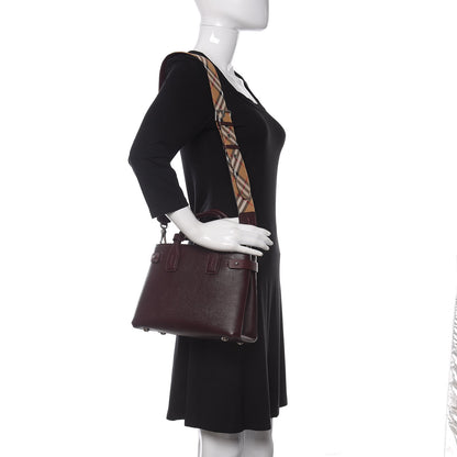 Burberry Grainy Calfskin House Check Small Banner Tote Mahogany Red 2 of 10
