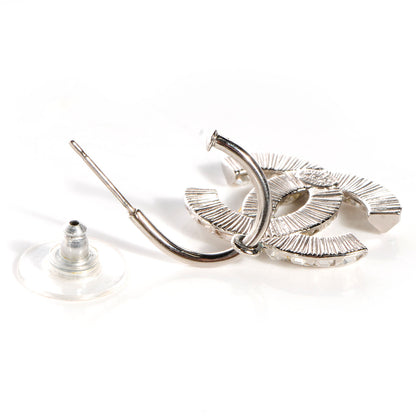 Chanel Baguette Crystal CC Dangle Earrings Silver 5 of 6