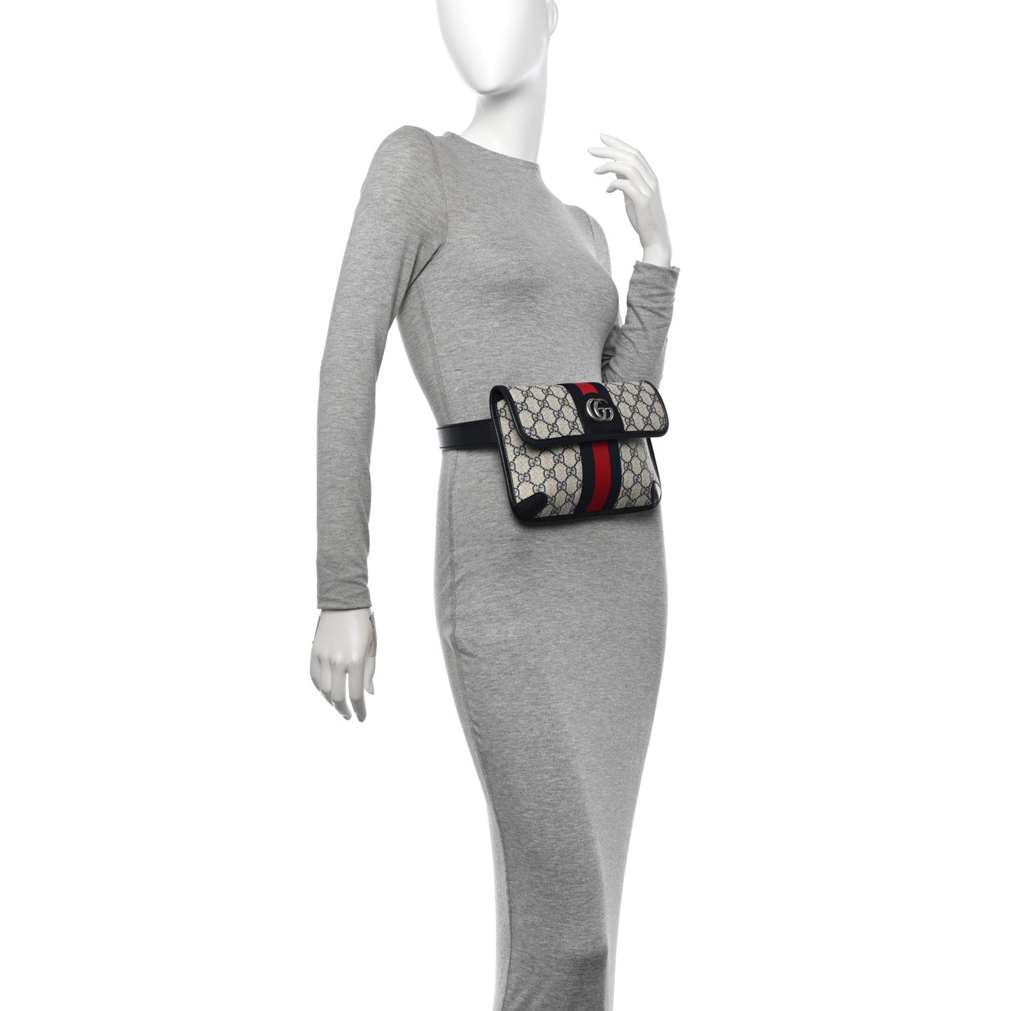 GG Supreme Monogram Web Small Ophidia Belt Bag 90 36 Beige Navy