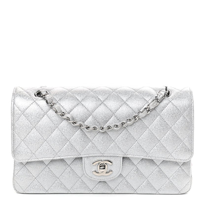 Chanel Glittered Metallic Caviar Quilted Medium Double Flap Silver 1 of 9