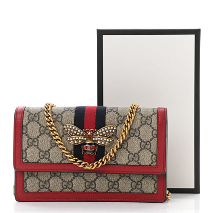 Gucci GG Supreme Monogram Web Queen Margaret Chain Wallet Red 10 of 10