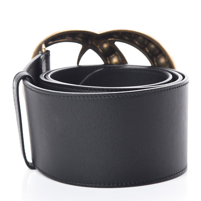 Gucci Moon Calfskin Pearl Double G 70mm Belt 85 34 Black Cream 3 of 8