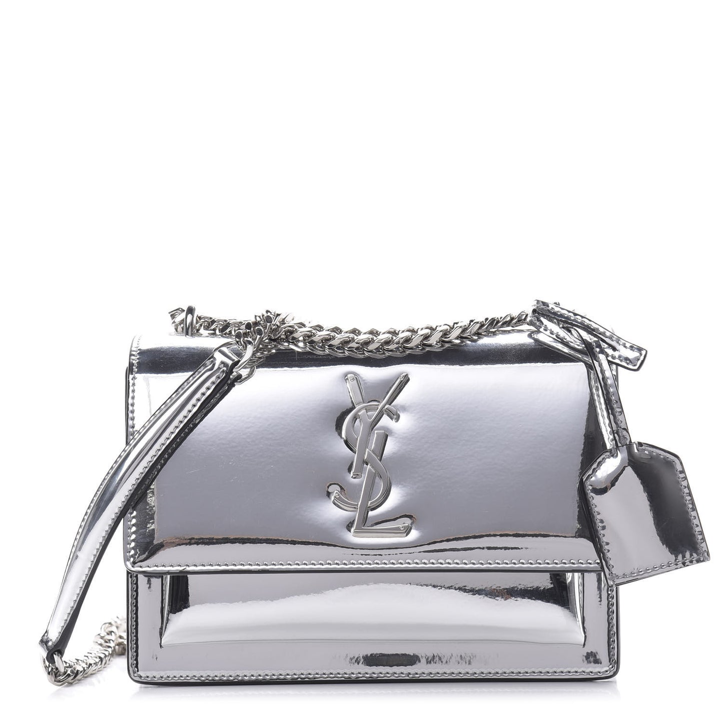 Saint Laurent Metallic Calfskin Small Monogram Sunset Silver