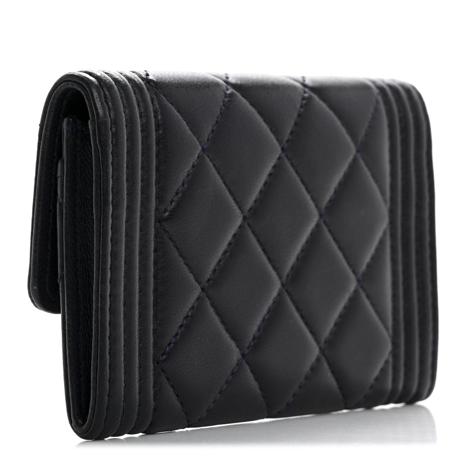Chanel Lambskin Quilted Boy Flap Card Holder Navy 3 of 12